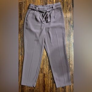 EXPRESS High Rise Belted Paperbag Ankle Trouser in Mauve Size 12